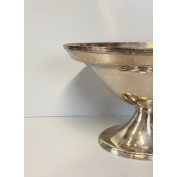 CENTROTAVOLA COPPA ALZATA OVALE Carlo Mozzoni ARGENTATO MID CENTURY 19 cm/h