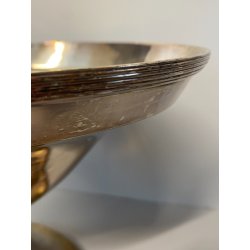 CENTROTAVOLA COPPA ALZATA OVALE Carlo Mozzoni ARGENTATO MID CENTURY 19 cm/h