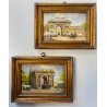 COPPIA MINIATURE OLIO Prada VECCHIA MILANO Porta Magenta Porta Garibaldi '900