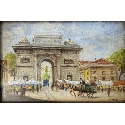 COPPIA MINIATURE OLIO Prada VECCHIA MILANO Porta Magenta Porta Garibaldi '900