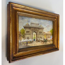 COPPIA MINIATURE OLIO Prada VECCHIA MILANO Porta Magenta Porta Garibaldi '900