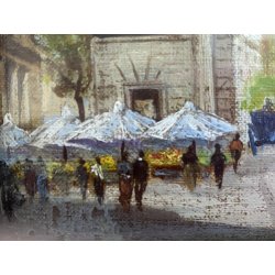 COPPIA MINIATURE OLIO Prada VECCHIA MILANO Porta Magenta Porta Garibaldi '900