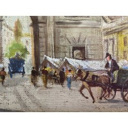 COPPIA MINIATURE OLIO Prada VECCHIA MILANO Porta Magenta Porta Garibaldi '900