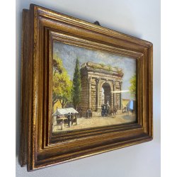 COPPIA MINIATURE OLIO Prada VECCHIA MILANO Porta Magenta Porta Garibaldi '900