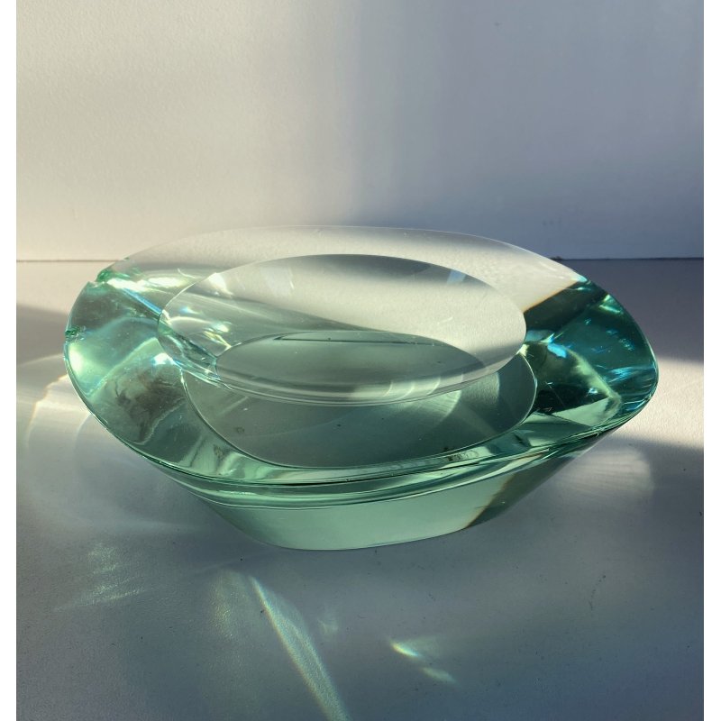 SVUOTA TASCHE BOWL CRISTALLO MOLATO FONTANA ARTE FIRMATA 'FX' 1950's