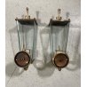 COPPIA APPLIQUE ESTERNO METALLO DORATO VETRO MOLATO WALL LAMP MID CENTURY MODERN