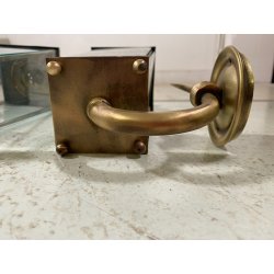 COPPIA APPLIQUE ESTERNO METALLO DORATO VETRO MOLATO WALL LAMP MID CENTURY MODERN