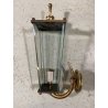 COPPIA APPLIQUE ESTERNO METALLO DORATO VETRO MOLATO WALL LAMP MID CENTURY MODERN