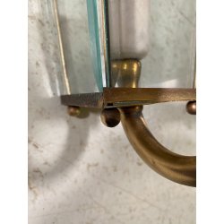 COPPIA APPLIQUE ESTERNO METALLO DORATO VETRO MOLATO WALL LAMP MID CENTURY MODERN