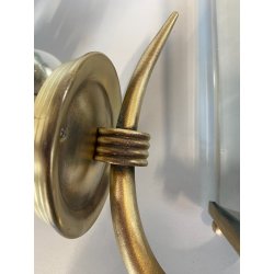 COPPIA APPLIQUE ESTERNO METALLO DORATO VETRO MOLATO WALL LAMP MID CENTURY MODERN