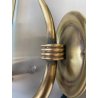 COPPIA APPLIQUE ESTERNO METALLO DORATO VETRO MOLATO WALL LAMP MID CENTURY MODERN