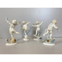 4 FIGURE PORCELLANA Metzler & Ortloff CHERUBINI PUTTI QUATTRO STAGIONI GERMANY