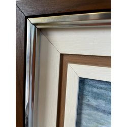 PICCOLO QUADRO DIPINTO OLIO Firmato PAESAGGIO COSTIERO MARINA ISOLA ONDE SCOGLI