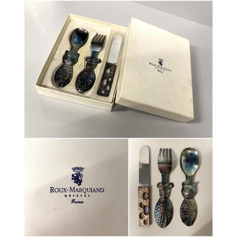 SET POSATE BIMBO DESIGN Roux-Marquand ORFEVRE FRANCE SILVERPLATED '900