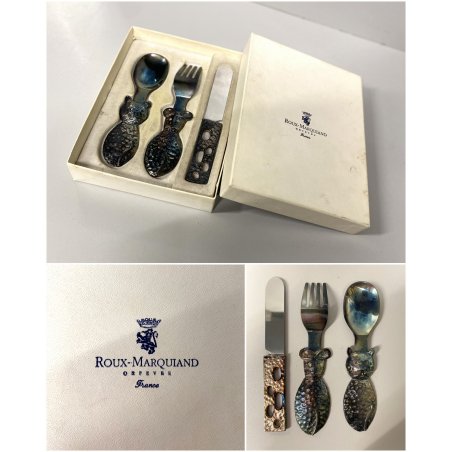 SET POSATE BIMBO DESIGN Roux-Marquand ORFEVRE FRANCE SILVERPLATED '900