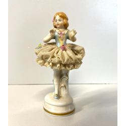 FIGURA STATUINA PORCELLANA Mod. 12498 BALLERINA TUTU PIZZO DRESDA 12cm/h GERMANY