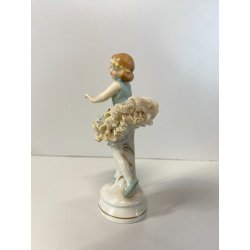 FIGURA STATUINA PORCELLANA BALLERINA TUTU  12498/18 PIZZO DRESDA 12cm/h GERMANY