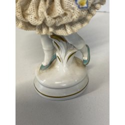 FIGURA STATUINA PORCELLANA BALLERINA TUTU  12498/18 PIZZO DRESDA 12cm/h GERMANY