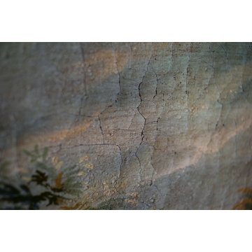 ANTICO QUADRO DIPINTO OLIO TELA PAESAGGIO NORDICO SCENA GALANTE RUDERE CAVALLO