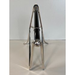 PORTABOTTIGLIE Jacques Adnet & Christofle Francia PLACCATO ARGENTO LACCA CINESE