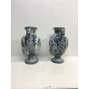 COPPIA VASO IDRIA MAIOLICA CE. AS. BIANCO BLU ALBISOLA 34 cm/h '60