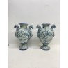COPPIA VASO IDRIA MAIOLICA CE. AS. BIANCO BLU ALBISOLA 34 cm/h '60