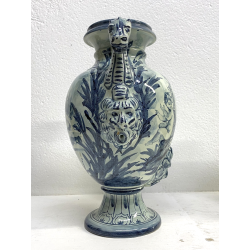 COPPIA VASO IDRIA MAIOLICA CE. AS. BIANCO BLU ALBISOLA 34 cm/h '60