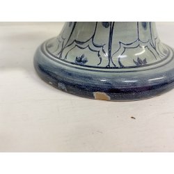 COPPIA VASO IDRIA MAIOLICA CE. AS. BIANCO BLU ALBISOLA 34 cm/h '60