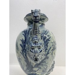 COPPIA VASO IDRIA MAIOLICA CE. AS. BIANCO BLU ALBISOLA 34 cm/h '60