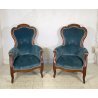 ANTICA COPPIA POLTRONA PRIMI 1900 LUIGI FILIPPO ARMCHAIR LEGNO STOFFA DIVANO