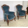 ANTICA COPPIA POLTRONA PRIMI 1900 LUIGI FILIPPO ARMCHAIR LEGNO STOFFA DIVANO