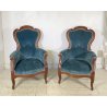 ANTICA COPPIA POLTRONA PRIMI 1900 LUIGI FILIPPO ARMCHAIR LEGNO STOFFA DIVANO