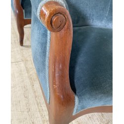 ANTICA COPPIA POLTRONA PRIMI 1900 LUIGI FILIPPO ARMCHAIR LEGNO STOFFA DIVANO