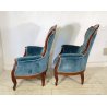 ANTICA COPPIA POLTRONA PRIMI 1900 LUIGI FILIPPO ARMCHAIR LEGNO STOFFA DIVANO