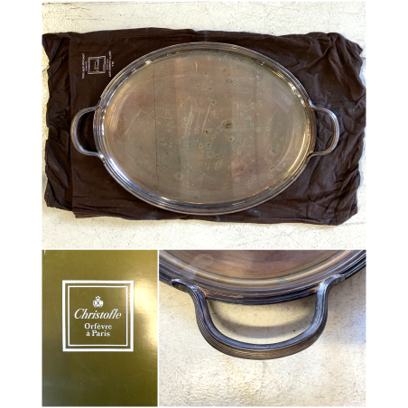 VASSOIO OVALE con MANICI "Cléry" Christofle PLATEAU ANSES 53x42cm FRANCIA '900