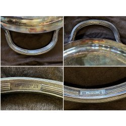 VASSOIO OVALE con MANICI "Cléry" Christofle PLATEAU ANSES 53x42cm FRANCIA '900