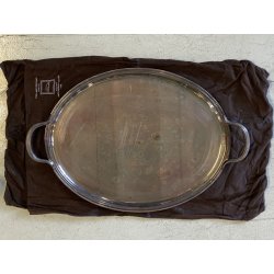 VASSOIO OVALE con MANICI "Cléry" Christofle PLATEAU ANSES 53x42cm FRANCIA '900
