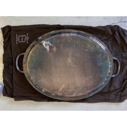VASSOIO OVALE con MANICI "Cléry" Christofle PLATEAU ANSES 53x42cm FRANCIA '900