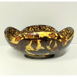 VASO CENTROTAVOLA OVALE CERAMICA MGA ALBISOLA DECORO MOTIVI FLOREALI ART DECO