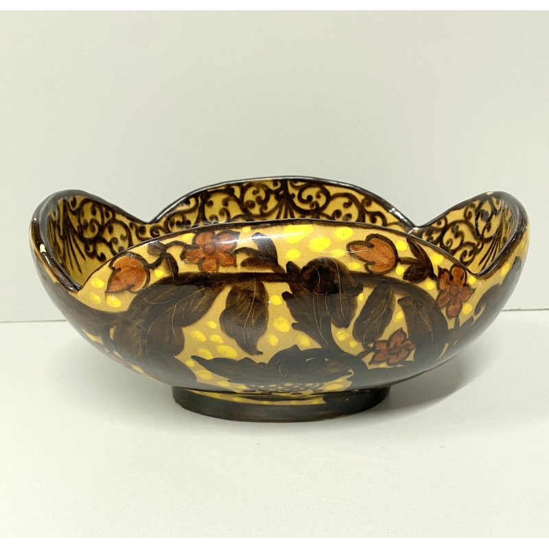 VASO CENTROTAVOLA OVALE CERAMICA MGA ALBISOLA DECORO MOTIVI FLOREALI ART DECO