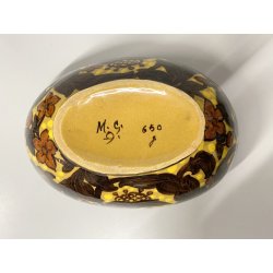 VASO CENTROTAVOLA OVALE CERAMICA MGA ALBISOLA DECORO MOTIVI FLOREALI ART DECO