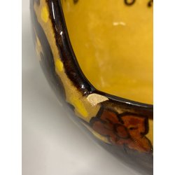 VASO CENTROTAVOLA OVALE CERAMICA MGA ALBISOLA DECORO MOTIVI FLOREALI ART DECO