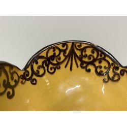 VASO CENTROTAVOLA OVALE CERAMICA MGA ALBISOLA DECORO MOTIVI FLOREALI ART DECO