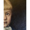 ANTICO DIPINTO OLIO TELA RITRATTO BAMBINO BIONDO FOULARD BIANCO EPOCA '800/'900