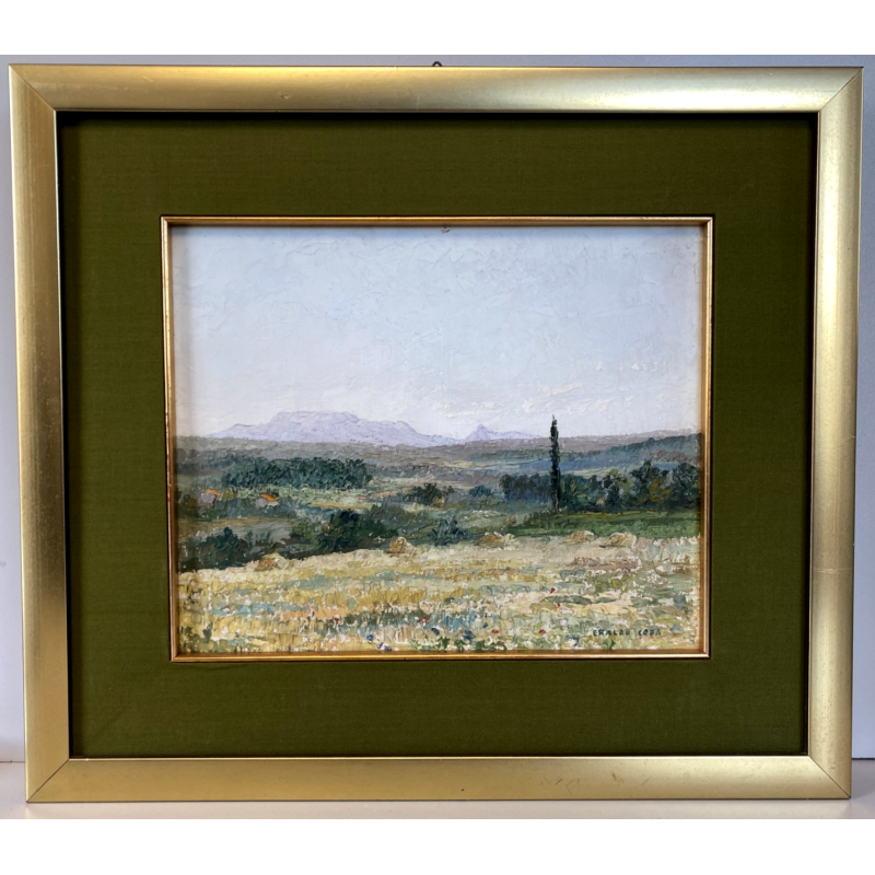 QUADRO DIPINTO OLIO Eraldo Coda  PAESAGGIO AIX EN PROVENCE Puyricard LUGLIO '50