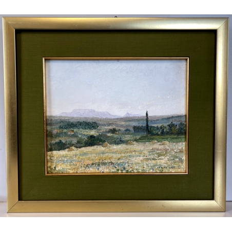 QUADRO DIPINTO OLIO Eraldo Coda  PAESAGGIO AIX EN PROVENCE Puyricard LUGLIO '50