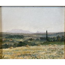 QUADRO DIPINTO OLIO Eraldo Coda  PAESAGGIO AIX EN PROVENCE Puyricard LUGLIO '50