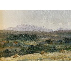 QUADRO DIPINTO OLIO Eraldo Coda  PAESAGGIO AIX EN PROVENCE Puyricard LUGLIO '50