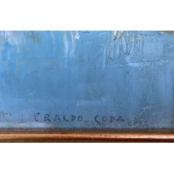 QUADRO DIPINTO OLIO Eraldo Coda  PAESAGGIO LACUSTRE Torno LAGO COMO 1940