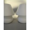 COPPIA LAMPADA TAVOLO VINTAGE ABATJOUR FUNGO VETRO MURANO OPALINO ø 17 x 19 cm/h
